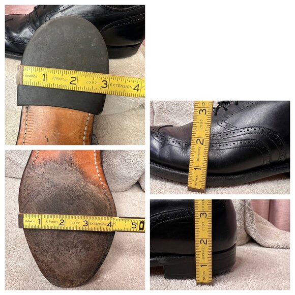 Johnson & Murphy Men Black Leather Oxford Wingtip Dress Shoes Size 10 D USA Made - Picture 11 of 16